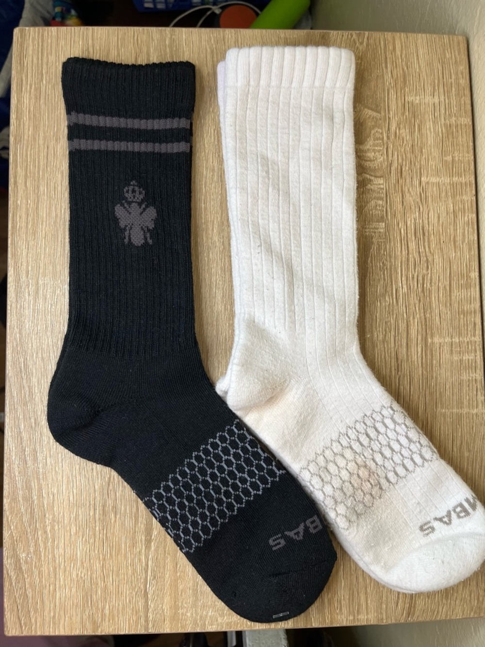 Bombas Socks Unisex Crew Size Medium Black and White